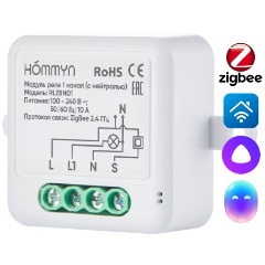 Изображение товара Модуль реле HOMMYN zigbee 1 канал RLZBN01 управляемое через приложение