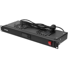 Изображение товара Модуль вентиляторный ONTEK крепление на 19 1U, 2 элемента, электронный термоконтроллер, цифровой термодатчик, черный RAL 9005