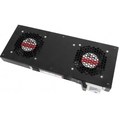 Изображение товара Модуль вентиляторный ЦМО (R-FAN-2T-9005) 2 вентилятора с терморегулятором, черный