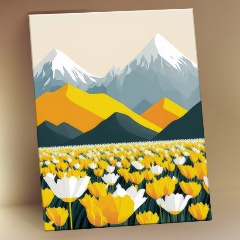 Изображение товара Картина по номерам с поталью ФЛЮИД KH1192P Цветущие поля в горах 15х20 см