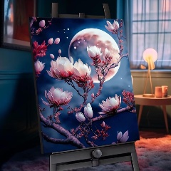 Изображение товара Картина по номерам с кристаллами из хрусталя ФЛЮИД SHR0535 Цветущая магнолия 40х50 см