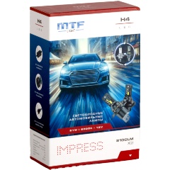 Изображение товара Светодиодные лампы MTF Light серия IMPRESS, H4, 12V, 21W, 2100LM, 6000K,(размер штатн. лампы), к-кт.