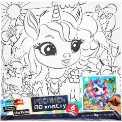 Изображение товара Холст для росписи МУЛЬТИ АРТ единорожка, 15х15 см, CANV15X15-118852