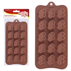 Изображение товара Форма для 15ти шоколадных конфет "Сердечки" МУЛЬТИДОМ VL80-327 силиконовая
