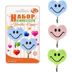Изображение товара Набор из 2 крючков самоклеющихся "Улыбка-Сердце" МУЛЬТИДОМ SM27-42