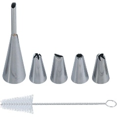 Изображение товара Набор насадок кондитерских с ершиком для чистки МУЛЬТИДОМ VL8-170, нержавеющая сталь, 6 предметов