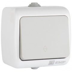 Изображение товара Выключатель EKF Мурманск проходной 1-клавишный 10А IP54, серый (EFV10-025-30-54)