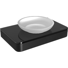 Изображение товара Мыльница Lemark GLASS LINE с держателем, чёрный матовый/черное стекло (9742039)