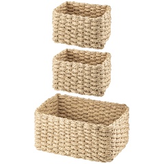 Изображение товара Набор 3 плетеных корзинок El Casa, соломенный, 28*22*14 см (240349)