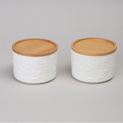 Изображение товара Набор банок LEFARD "flowers story" с дерев. крышкой 2 шт. 9х6,5 см., 225 мл. (474-245)