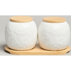 Изображение товара Набор банок LEFARD "MEADOW" с крышкой на подставке, 2 шт, 19,5х9,5 см, 400 мл