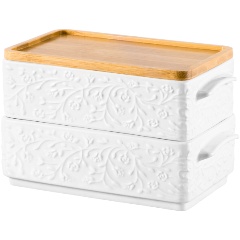 Изображение товара Набор блюд для холодца Elan Gallery Веточки-цветочки 20,5х12 см фарфор 2 предмета