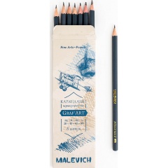 Изображение товара Набор чернографитных карандашей Малевичъ Graf'Art, 8 шт