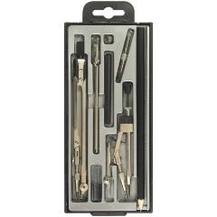 Изображение товара Готовальня Набор чертежный GLOBUS ТЕХНИКА 155 мм метал. черн. 9 пр. пласт.пенал с европодвесом