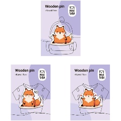 Изображение товара Набор деревянных значков MESHU "Kawaii fox", каширование, 3шт.