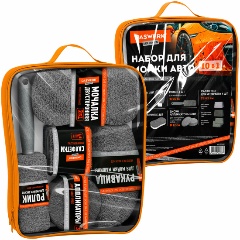 Изображение товара Набор DASWERK для мойки авто и детейлинга 10 в 1, серый, СУМКА ДЛЯ ХРАНЕНИЯ В КОМПЛЕКТЕ, 609482