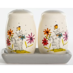 Изображение товара Набор для специй Elrington СЕРЫЙ КОТ керамический 3 предмета на подставке