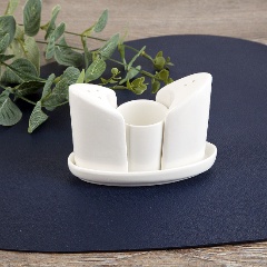 Изображение товара Набор для специй Nouvelle "Маршмеллоу" солонка, перечница с баночкой для зубочисток на подставке, 13х6см, 0530206