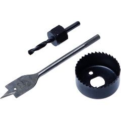 Изображение товара Набор для врезки замков коронка 48 мм, адаптер, сверло перовое 22 мм,, 3 предмета, (уп.) РемоКолор