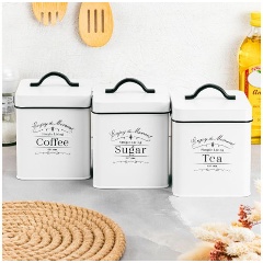 Изображение товара Набор ELAN GALLERY 3 банок для сыпучих продуктов с крышками с ручками, квадрат, 12*12*16 см 1,5 л