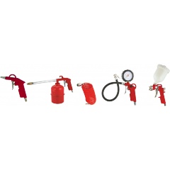 Изображение товара Набор пневмоинструмента ELITECH 0704.012000 5шт:пистолеты прод,мовил,нак.шин,шланг,краскопульт(верх.бак,пластик)