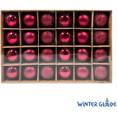 Изображение товара Шары елочные Winter Glade, пластик, 6 см, 24 шт, красный микс