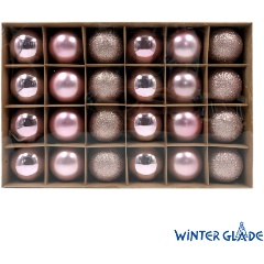 Изображение товара Пластиковые елочные шары Winter Glade 6 см, розовый микс, 24 шт
