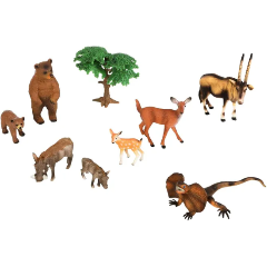 Изображение товара Набор фигурок Masai Mara MM211-263 серии "Мир диких животных": антилопа, ящерица, 2 бородавочника, 2 оленя, 2 медведя (набор из 9 предметов)
