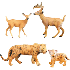 Изображение товара Набор фигурок Masai Mara MM211-239 серии "Мир диких животных": Семья тигров и семья оленей, 4 предмета