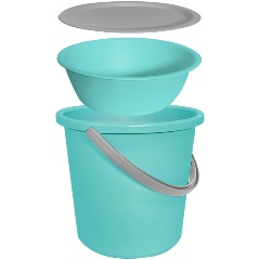 Изображение товара Набор HAUSMANN PEAK: Ведро 13л, таз, крышка, ПП, мятный/серый