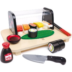 Изображение товара Игровой набор HAPE E3186_HP посуда и еда в витрине японского магазина "Время суши" 15 предметов