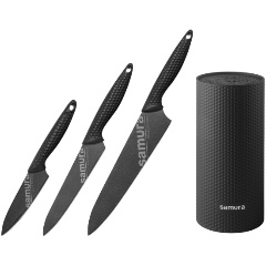 Изображение товара Набор кухонных ножей Samura GOLF Stonewash на подставке, 3 предмета (SG-04B/K)