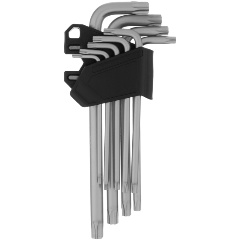 Изображение товара Набор имбусовых ключей Torx-Tempered 9 шт. CrV удлиненные СИБРТЕХ TT10-50