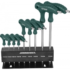Изображение товара Набор торцевых ключей Jonnesway H10MT09S TORX® с рукояткой с центрированным штифтом Т10-Т50, 9 предметов