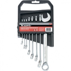 Изображение товара Набор комбинированных ключей MATRIX 15422 6-19 мм 8 шт CrV хромированный кейс