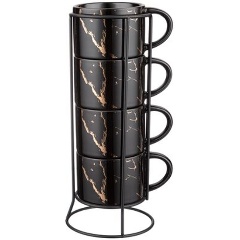 Изображение товара Набор кружек LEFARD на металл. подставке "midnight gold" 4 шт., 320 мл.