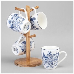 Изображение товара Набор кружек LEFARD "novel" на дерев. подставке 4 шт. 380 мл. (577-217)