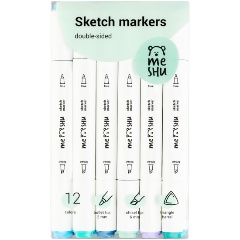 Изображение товара Набор маркеров для скетчинга MESHU, 12цв., морские цвета