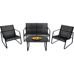 Изображение товара Набор садовой мебели GARDEN STORY Санторини стол 2 кресла диван черный