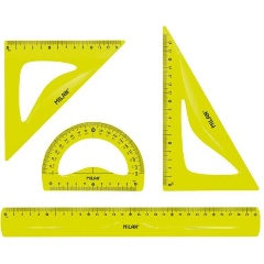 Изображение товара Набор для черчения Milan :линейка 30см, 2треуг(45град,30град),транспорт, жел