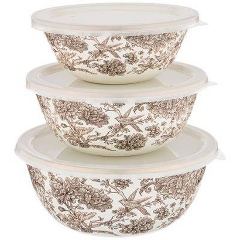 Изображение товара Набор мисок AGNESS эмалирован с пластик. крышками 6шт серия Royal Garden