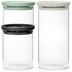 Изображение товара Набор модульных стеклянных банок BRABANTIA 3 шт. 0,3 0,6 1,1 л - герметичные и многоразовые