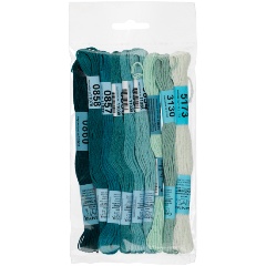 Изображение товара Набор мулине GAMMA FLS-010, 100% хлопок 9 цв. x 8 м Морская волна