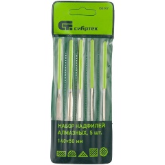 Изображение товара Набор надфилей алмазных СИБРТЕХ 158307, 140х50х3, 5 шт.