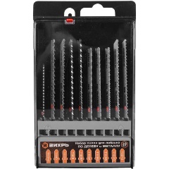 Изображение товара Набор пилок Вихрь для лобзика по дереву и металлу 10шт., 73/10/5/15