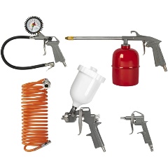 Изображение товара Набор пневмоинструментов QUATTRO ELEMENTI 5 шт, шланг 5м(771-138)