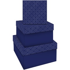 Изображение товара Набор подарочных коробок MESHU 3в1 квадратные Blue style. Top, (19,5х19,5х11-15,5х15,5х9см)
