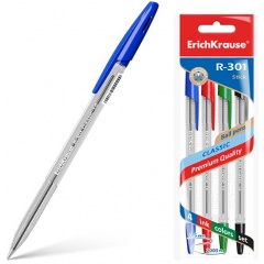 Изображение товара Набор ручек шариков. Erich Krause R-301 Classic Stick (44593) прозрачный d=1мм ассор. пакет линия 0.
