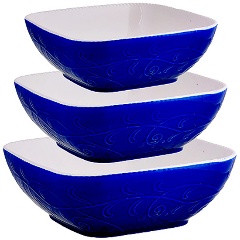 Изображение товара Набор салатниц LORAINE 3 предмета керамика синий для сервировки и повседневного использования
