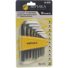 Изображение товара Набор шестигранных ключей ЭВРИКА Г-образных 10 предметов